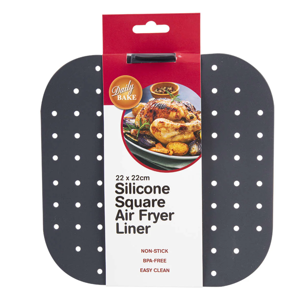 Daily Bake Silicone Square Air Fryer Liner Charcoal 22cm - Image 4