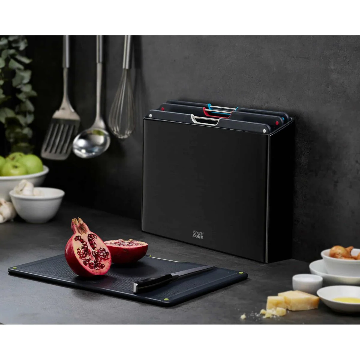Joseph Joseph Folio Steel Chopping Board Black Set of 4 - Image 3